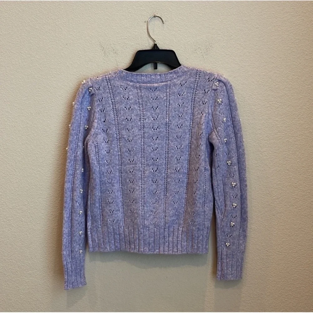NWT Industry Ruffle Front Pointelle Pearl Crew Neck Size Medium Petite